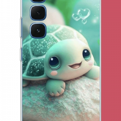 Infinix Hot 60-60i Uyumlu sevimli kaplumbağa UV Baskılı Silikon Kılıf