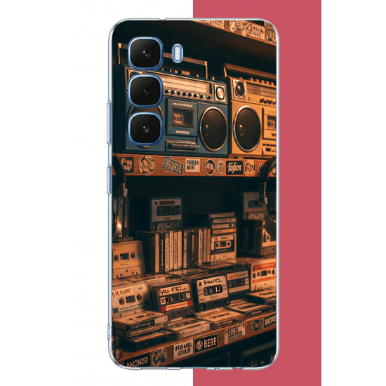 Infinix Hot 60-60i Uyumlu 90'lar kaset UV Baskılı Silikon Kılıf