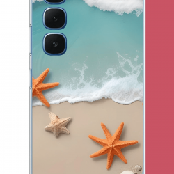 Infinix Hot 60-60i Uyumlu turuncu deniz yıldızı UV Baskılı Silikon Kılıf