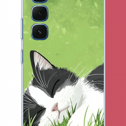 Infinix Hot 60-60i Uyumlu uyuyan kedi UV Baskılı Silikon Kılıf