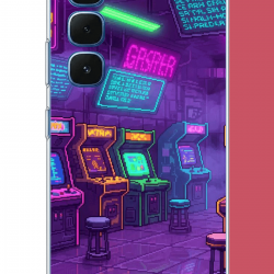 Infinix Hot 60-60i Uyumlu Cyberpunk neon arcade UV Baskılı Silikon Kılıf