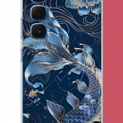 Infinix Hot 60-60i Uyumlu mavi yüzen balık UV Baskılı Silikon Kılıf