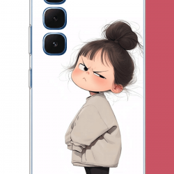Infinix Hot 60-60i Uyumlu kawaii sinirli kız UV Baskılı Silikon Kılıf