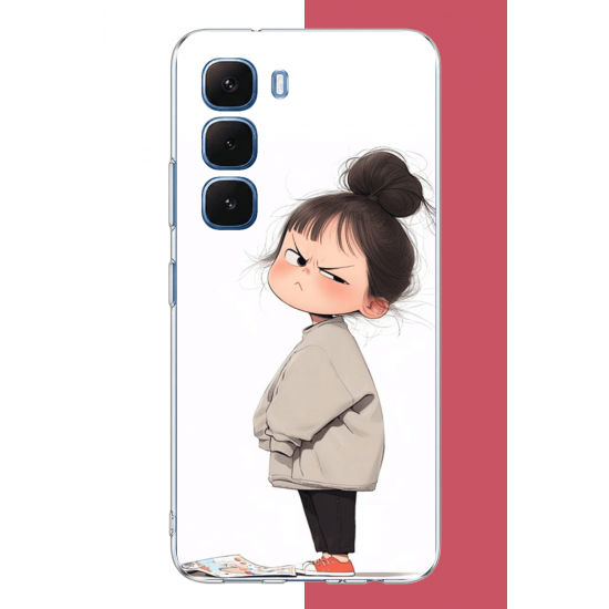 Infinix Hot 60-60i Uyumlu kawaii sinirli kız UV Baskılı Silikon Kılıf