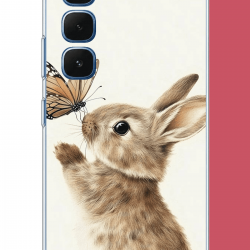 Infinix Hot 60-60i Uyumlu kelebekli tavşan UV Baskılı Silikon Kılıf