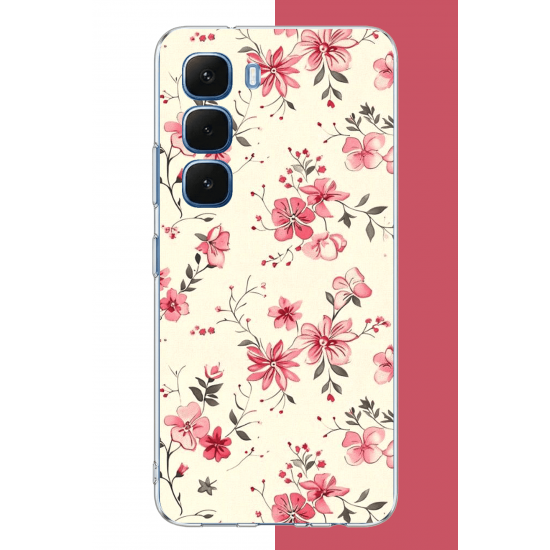 Infinix Hot 60-60i Uyumlu kırmızı pattern UV Baskılı Silikon Kılıf