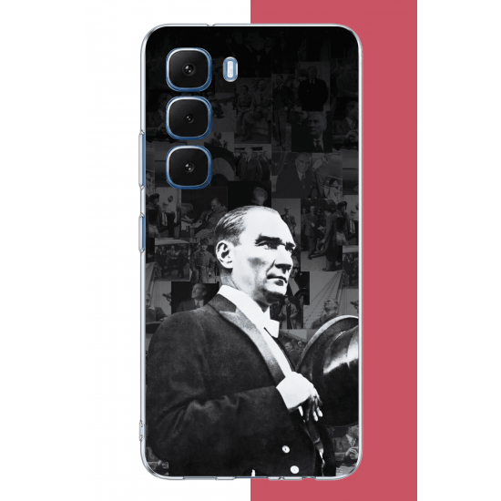 Infinix Hot 60-60i Uyumlu şapka ile selamlayan atatürk UV Baskılı Silikon Kılıf