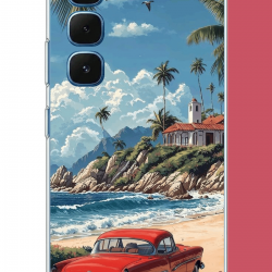 Infinix Hot 60-60i Uyumlu palm sahil UV Baskılı Silikon Kılıf