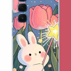 Infinix Hot 60-60i Uyumlu peluş tavşan UV Baskılı Silikon Kılıf