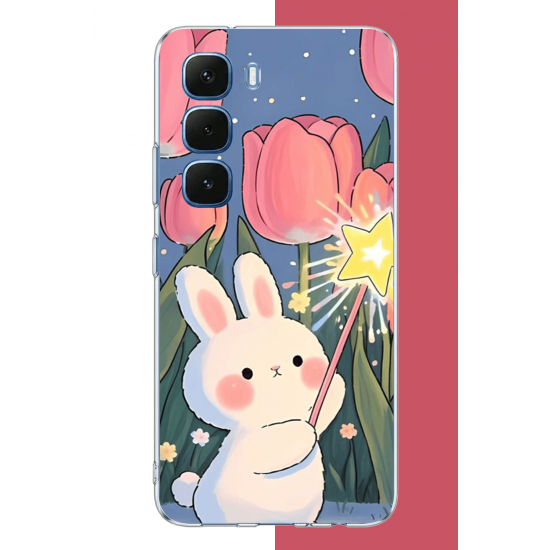 Infinix Hot 60-60i Uyumlu peluş tavşan UV Baskılı Silikon Kılıf