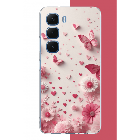 Infinix Hot 60-60i Uyumlu pembe kelebek UV Baskılı Silikon Kılıf Infinix Hot 60-60i Uyumlu pembe kelebek UV Baskılı Silikon Kılıf