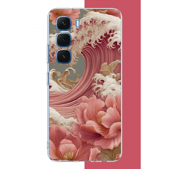 Infinix Hot 60-60i Uyumlu pembe çiçekli dalga UV Baskılı Silikon Kılıf Infinix Hot 60-60i Uyumlu pembe çiçekli dalga UV Baskılı Silikon Kılıf