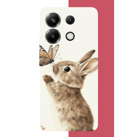 Poco X6 PRO Uyumlu kelebekli tavşan UV Baskılı Silikon Kılıf