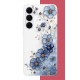 Samsung Galaxy S25 Fe Uyumlu Mavi Çiçek Desenli Silikon Kılıf