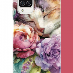 Samsung Galaxy A12-M12 Uyumlu sulu boya kedi UV Baskılı Silikon Kılıf Samsung Galaxy A12-M12 Uyumlu sulu boya kedi UV Baskılı Silikon Kılıf