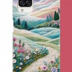 Samsung Galaxy A12-M12 Uyumlu çiçekli plato UV Baskılı Silikon Kılıf