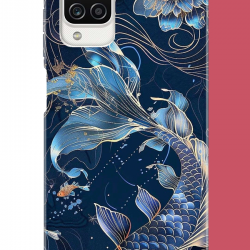 Samsung Galaxy A12-M12 Uyumlu mavi yüzen balık UV Baskılı Silikon Kılıf