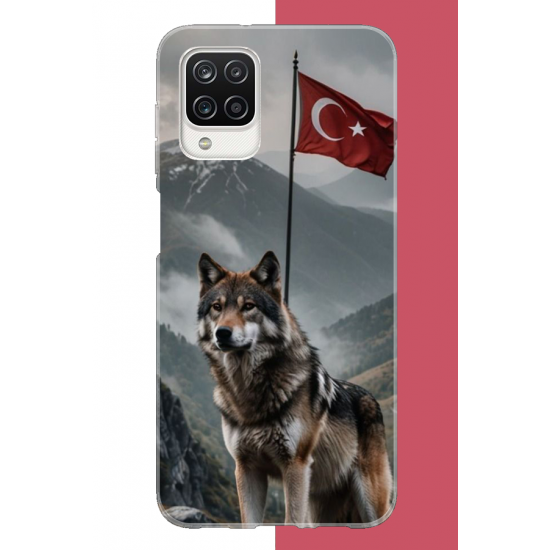 Samsung Galaxy A12-M12 Uyumlu Ulu Kurt UV Baskılı Silikon Kılıf