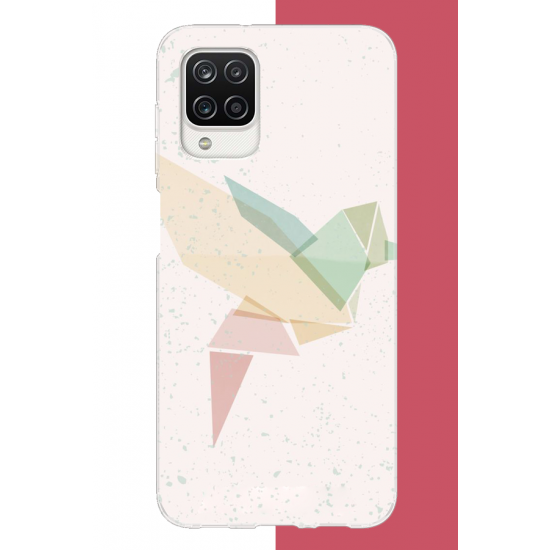 Samsung Galaxy A12-M12 Uyumlu origami kuş UV Baskılı Silikon Kılıf Samsung Galaxy A12-M12 Uyumlu origami kuş UV Baskılı Silikon Kılıf