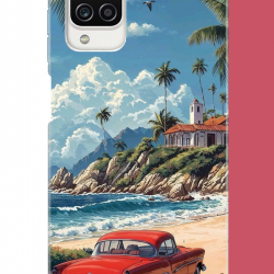 Samsung Galaxy A12-M12 Uyumlu palm sahil UV Baskılı Silikon Kılıf