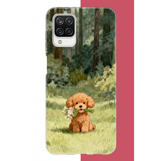 Samsung Galaxy A12-M12 Uyumlu peluş köpek UV Baskılı Silikon Kılıf