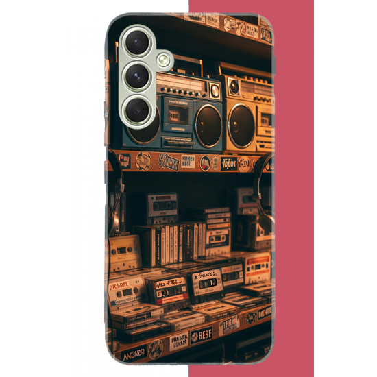 Samsung Galaxy A15 Uyumlu 90'lar kaset UV Baskılı Silikon Kılıf