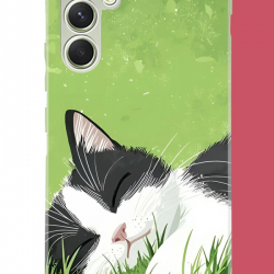 Samsung Galaxy A15 Uyumlu uyuyan kedi UV Baskılı Silikon Kılıf