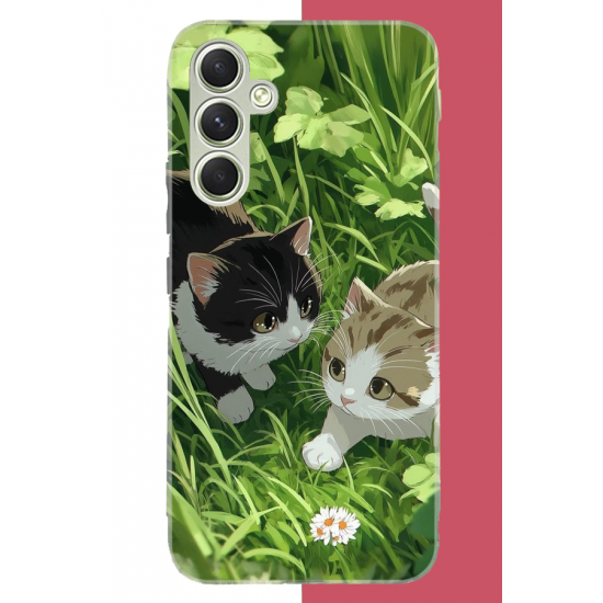 Samsung Galaxy A15 Uyumlu yavru kediler UV Baskılı Silikon Kılıf