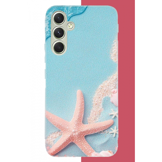 Samsung Galaxy A15 Uyumlu mavi kumsal UV Baskılı Silikon Kılıf