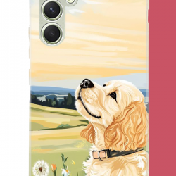 Samsung Galaxy A15 Uyumlu golden köpek UV Baskılı Silikon Kılıf