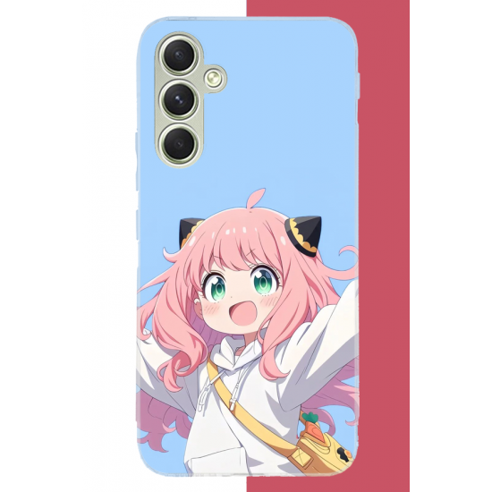 Samsung Galaxy A15 Uyumlu kawaii pembe saçlı kız UV Baskılı Silikon Kılıf