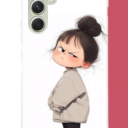Samsung Galaxy A15 Uyumlu kawaii sinirli kız UV Baskılı Silikon Kılıf