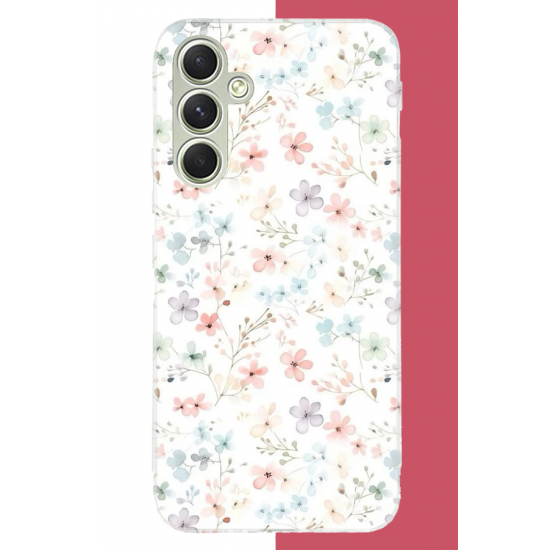 Samsung Galaxy A15 Uyumlu lila mavi pattern UV Baskılı Silikon Kılıf