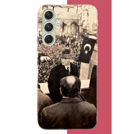 Samsung Galaxy A15 Uyumlu halka seslenen atatürk2 UV Baskılı Silikon Kılıf