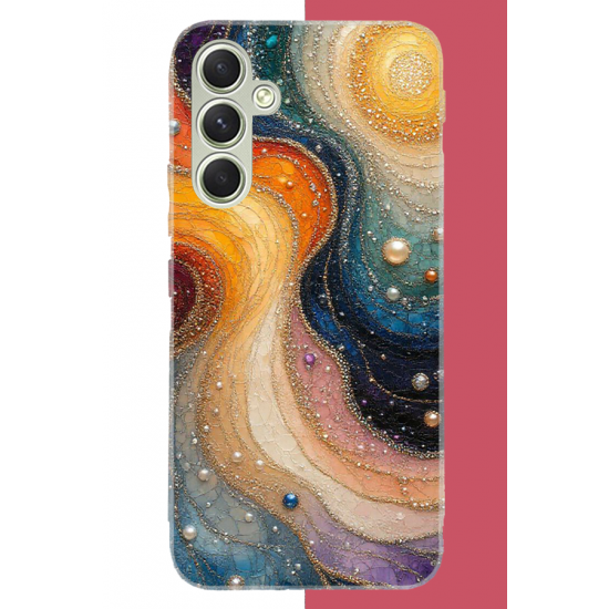Samsung Galaxy A15 Uyumlu renkli uzay UV Baskılı Silikon Kılıf
