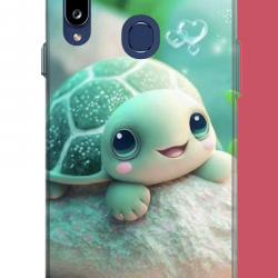 Samsung Galaxy A20S Uyumlu sevimli kaplumbağa UV Baskılı Silikon Kılıf