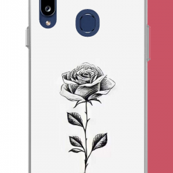 Samsung Galaxy A20S Uyumlu siyah gül UV Baskılı Silikon Kılıf