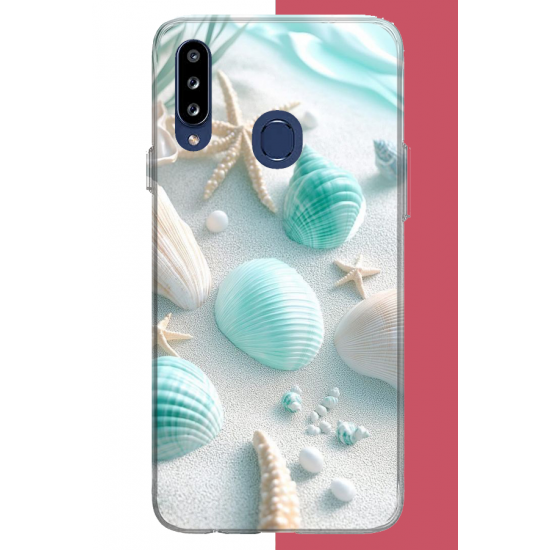 Samsung Galaxy A20S Uyumlu turkuaz deniz kabuğu UV Baskılı Silikon Kılıf