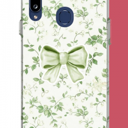 Samsung Galaxy A20S Uyumlu yeşil fiyonk pattern UV Baskılı Silikon Kılıf