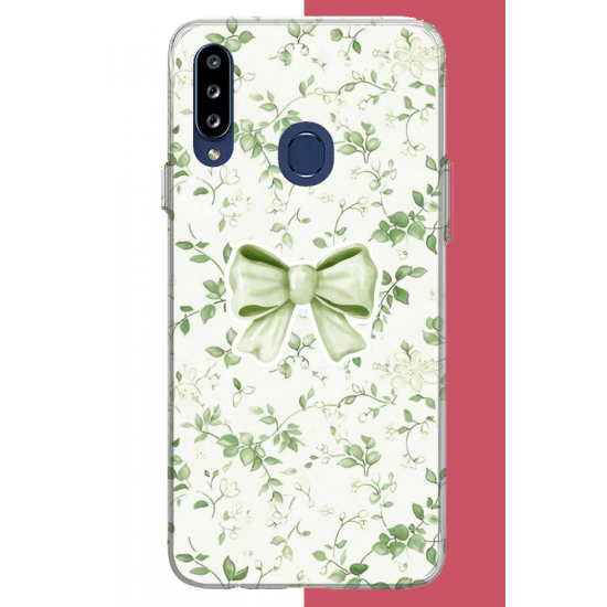 Samsung Galaxy A20S Uyumlu yeşil fiyonk pattern UV Baskılı Silikon Kılıf Samsung Galaxy A20S Uyumlu yeşil fiyonk pattern UV Baskılı Silikon Kılıf