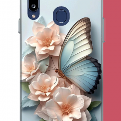 Samsung Galaxy A20S Uyumlu mavi kanatlı kelebek UV Baskılı Silikon Kılıf