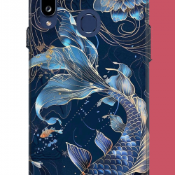 Samsung Galaxy A20S Uyumlu mavi yüzen balık UV Baskılı Silikon Kılıf