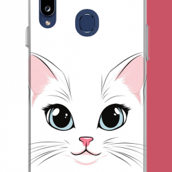Samsung Galaxy A20S Uyumlu kedi yüzü UV Baskılı Silikon Kılıf