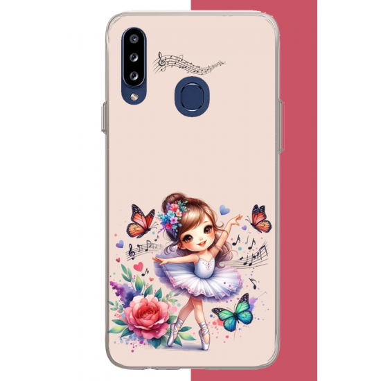 Samsung Galaxy A20S Uyumlu minik balerin3 UV Baskılı Silikon Kılıf