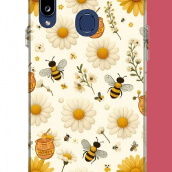 Samsung Galaxy A20S Uyumlu arılı sarı çiçek.jpeg UV Baskılı Silikon Kılıf