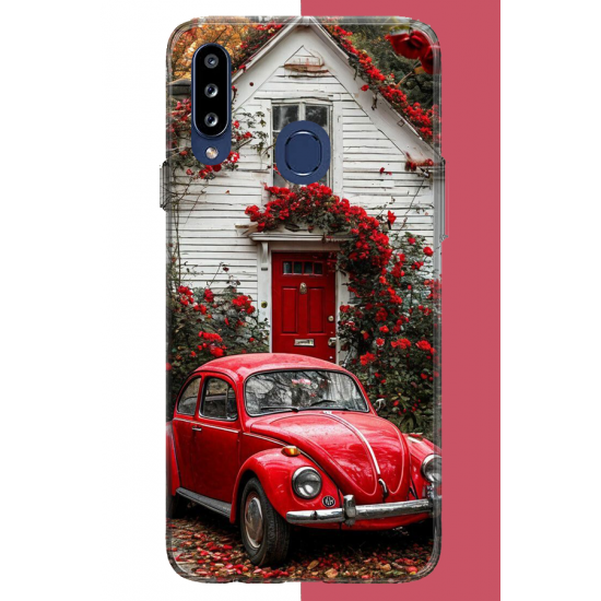 Samsung Galaxy A20S Uyumlu kırmızı vos vos UV Baskılı Silikon Kılıf