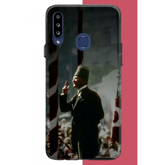 Samsung Galaxy A20S Uyumlu halka seslenen atatürk UV Baskılı Silikon Kılıf