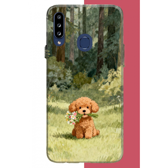 Samsung Galaxy A20S Uyumlu peluş köpek UV Baskılı Silikon Kılıf