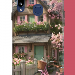 Samsung Galaxy A20S Uyumlu pembe bisiklet UV Baskılı Silikon Kılıf