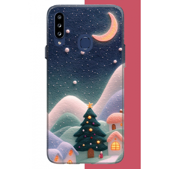 Samsung Galaxy A20S Uyumlu pofuduk kar UV Baskılı Silikon Kılıf
